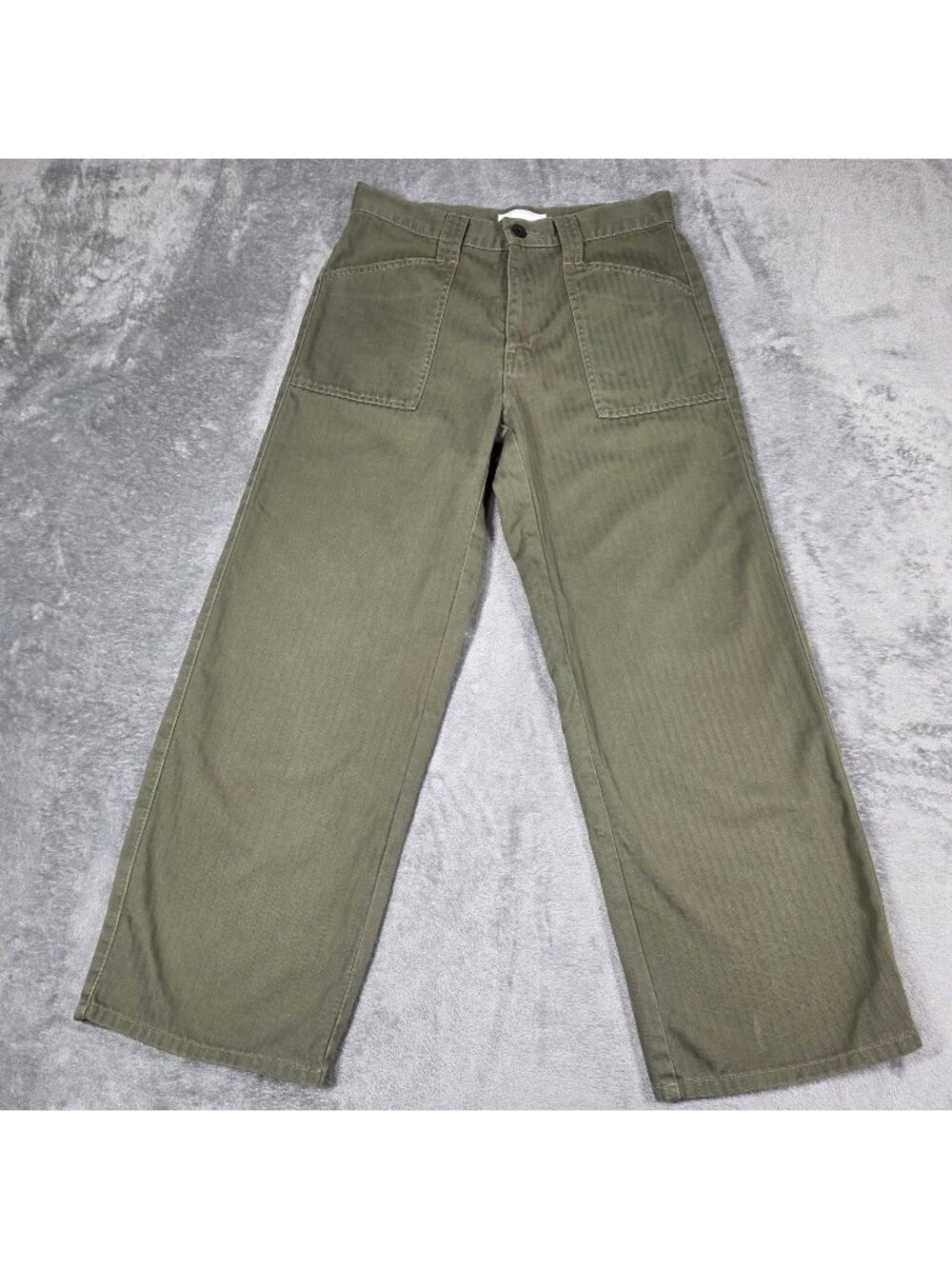 Moussy Vintage Jeans Womens Small Green Nutley Gusset Cropped Cargo Denim
